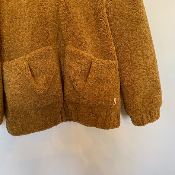 UpWest Tan Camel Teddy‎ Bear Sherpa Bomber Jacket Size Small - Picture 6 of 9